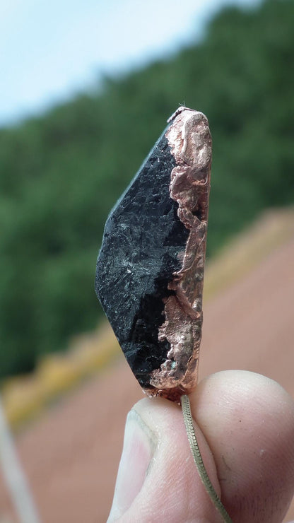 Black tourmaline pendant / raw black tourmaline