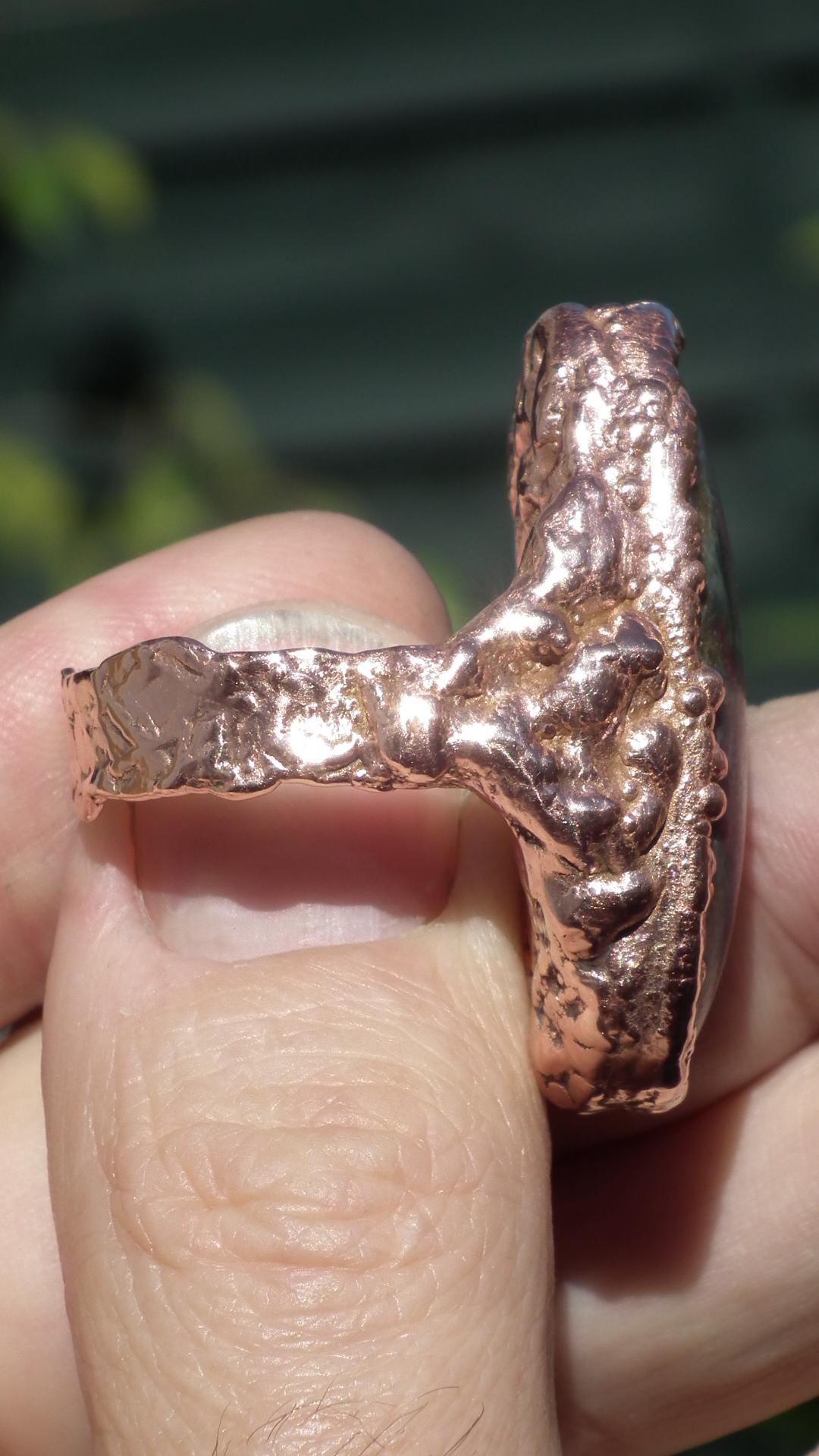 Electroformed Copper Ruby in Kyanite ring