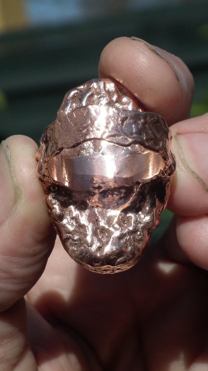 Electroformed Copper Ruby in Kyanite ring