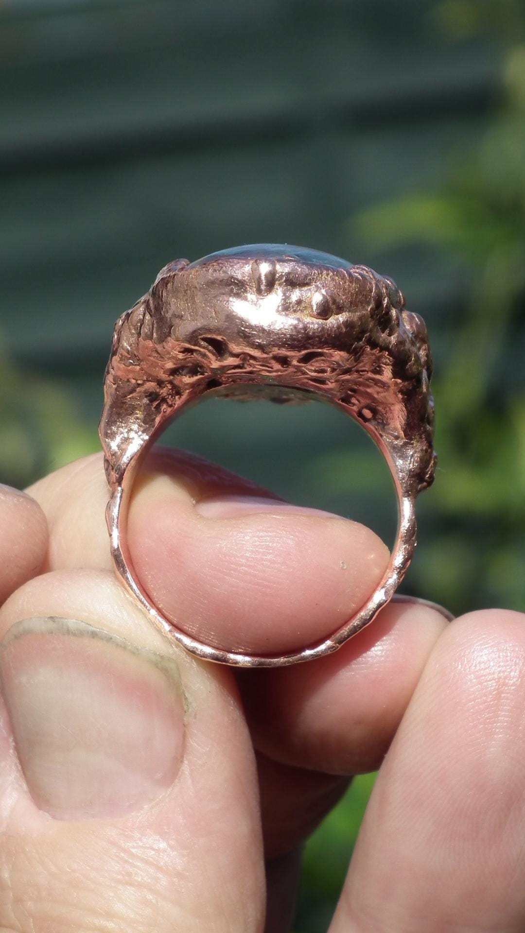 Electroformed Copper Ruby in Kyanite ring