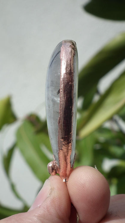 Electroformed copper Rutilated quartz pendant