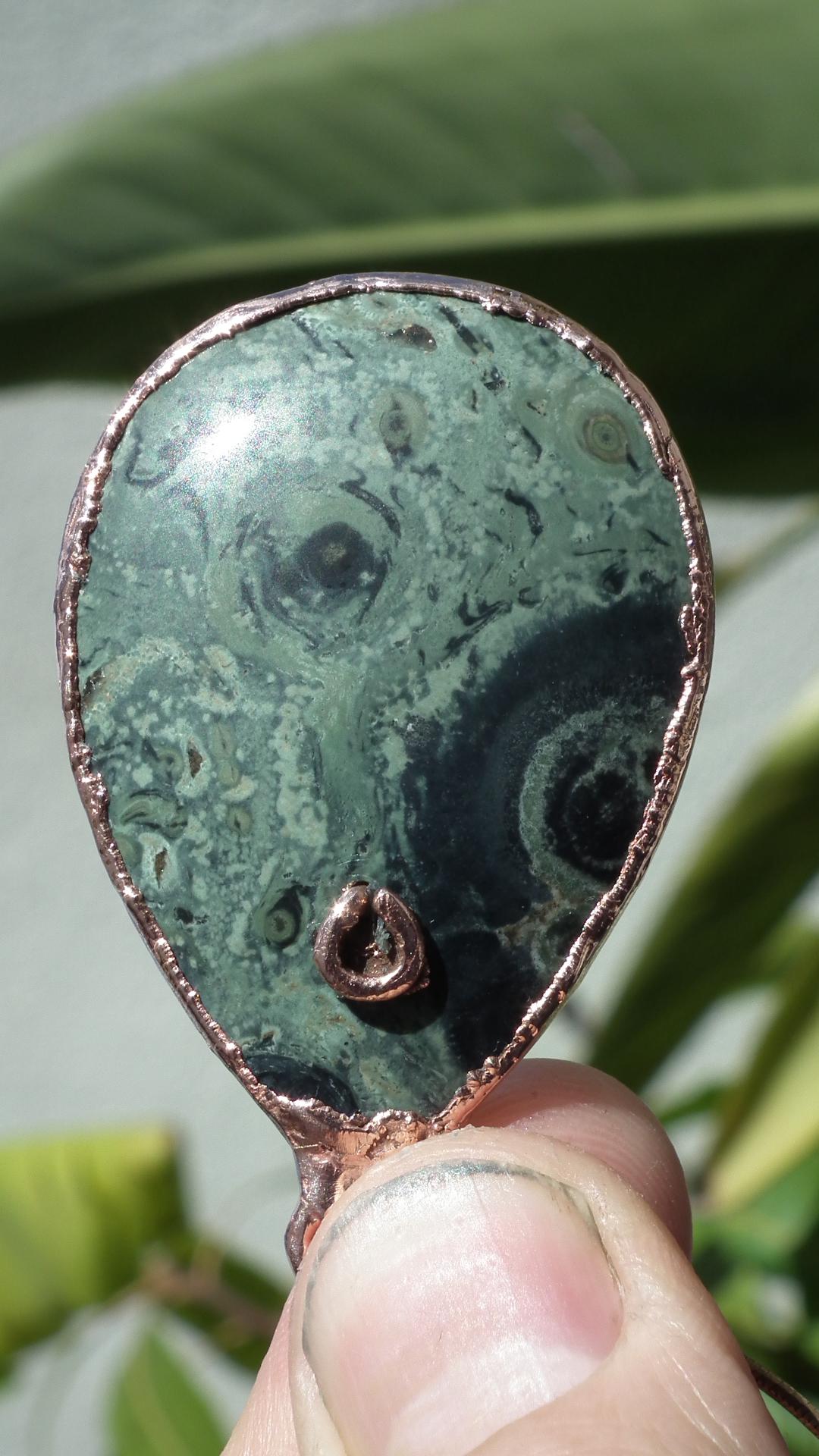 Electroformed copper Kambaba jasper pendant