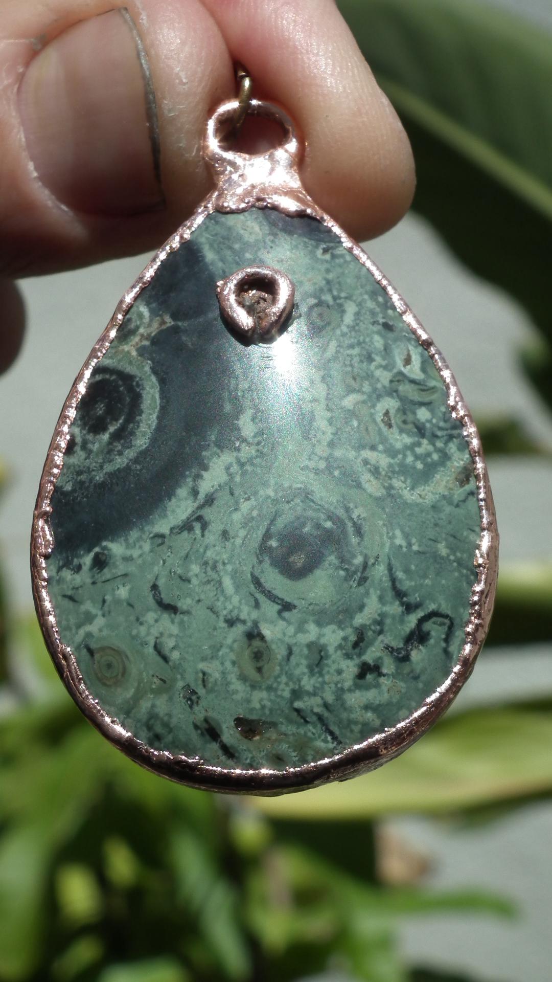Electroformed copper Kambaba jasper pendant