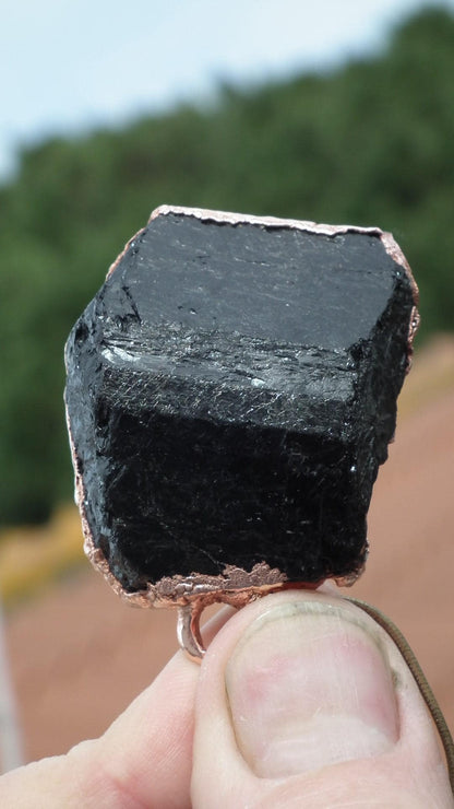 Black tourmaline pendant / raw black tourmaline