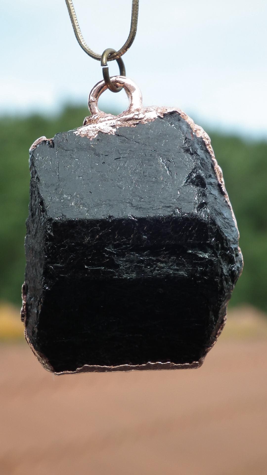 Black tourmaline pendant / raw black tourmaline