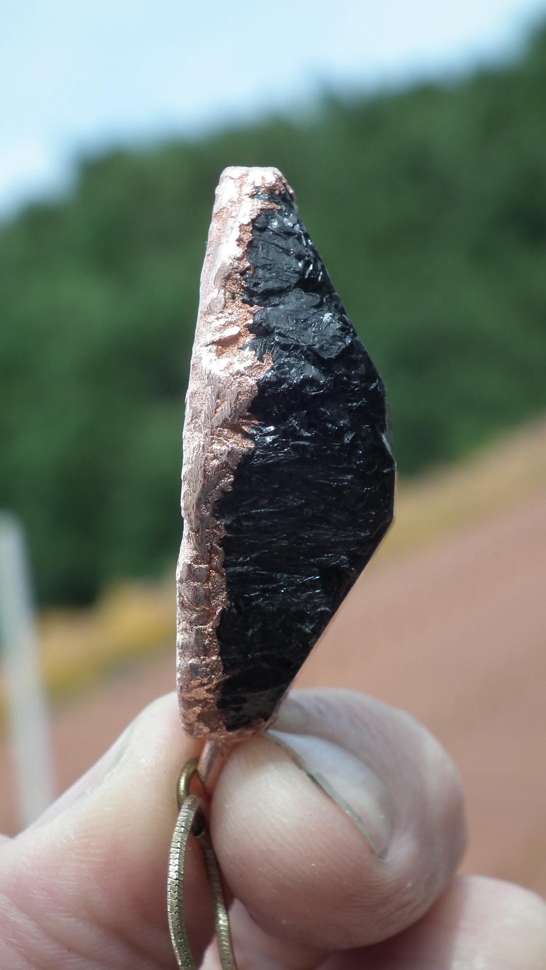 Black tourmaline pendant / raw black tourmaline