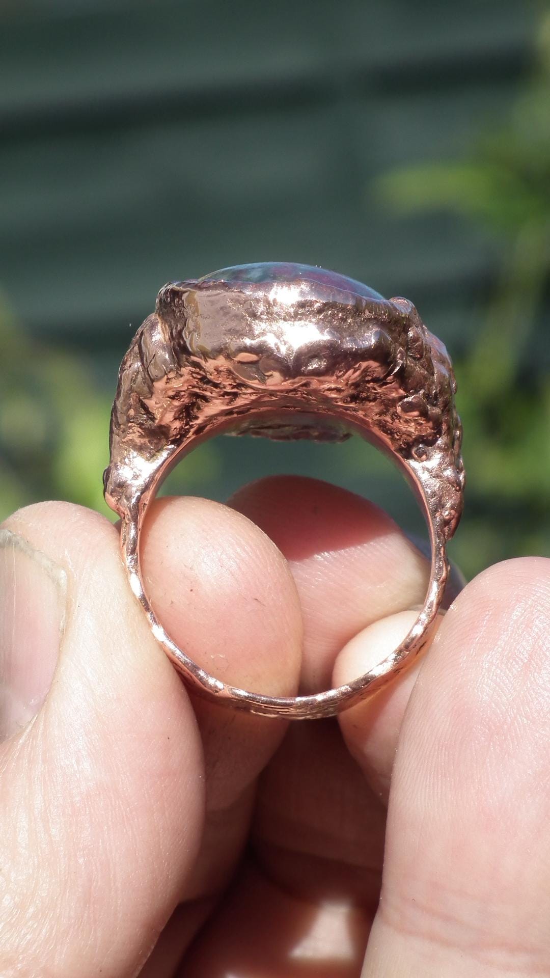 Electroformed Copper Ruby in Kyanite ring