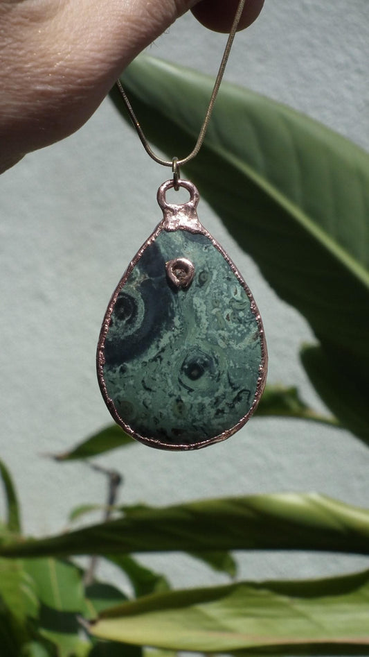 Electroformed copper Kambaba jasper pendant