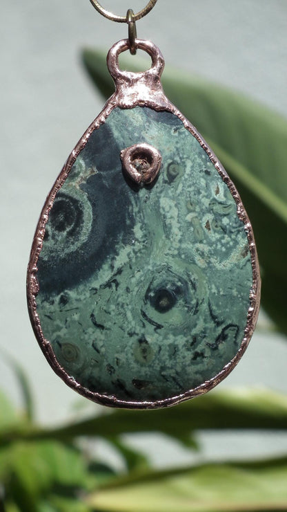 Electroformed copper Kambaba jasper pendant