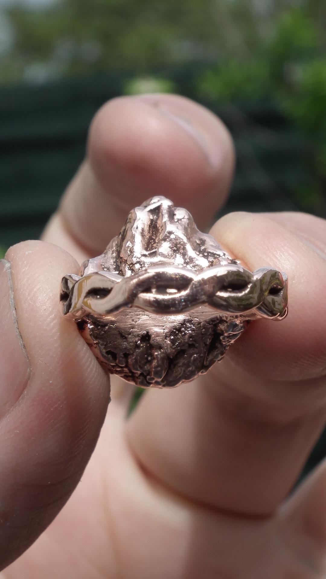 Electroformed Copper Mahogany Obsidian Ring