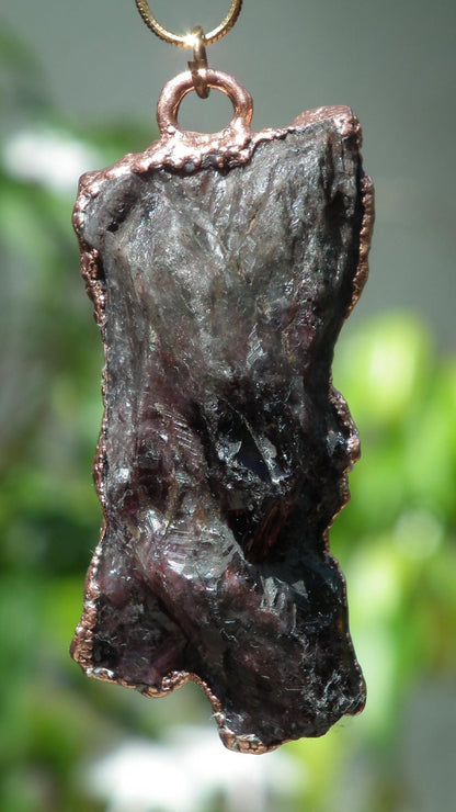 Electroformed copper Super 7 necklace // Super 7 crystal // Amethyst cacoxenite