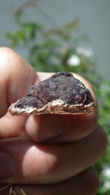 Electroformed copper Super 7 necklace // Super 7 crystal // Amethyst cacoxenite