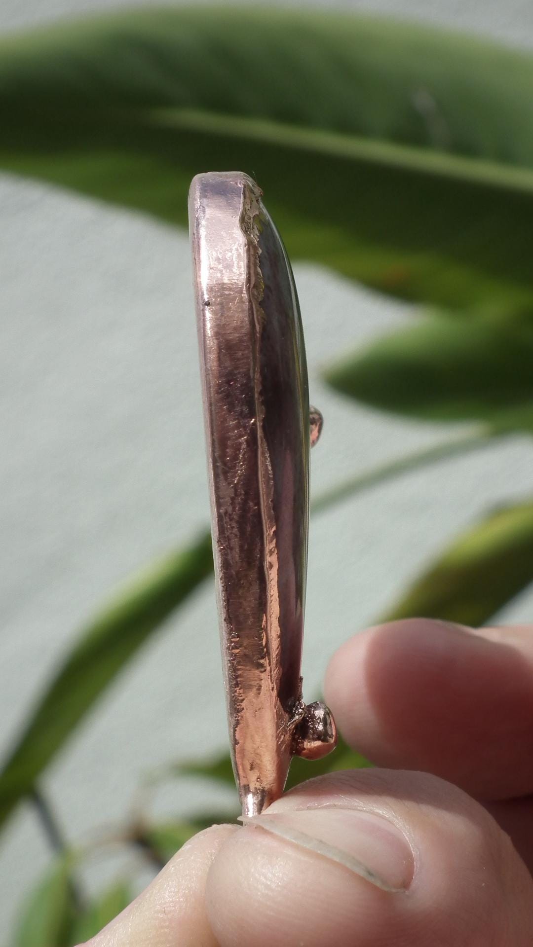Copper Rhodonite pendant / Electroformed copper