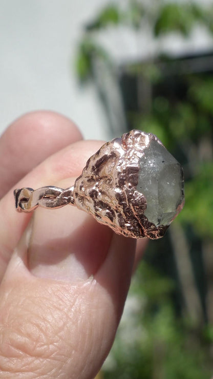 Herkimer diamond ring / Electroformed Copper