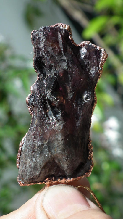 Electroformed copper Super 7 necklace // Super 7 crystal // Amethyst cacoxenite