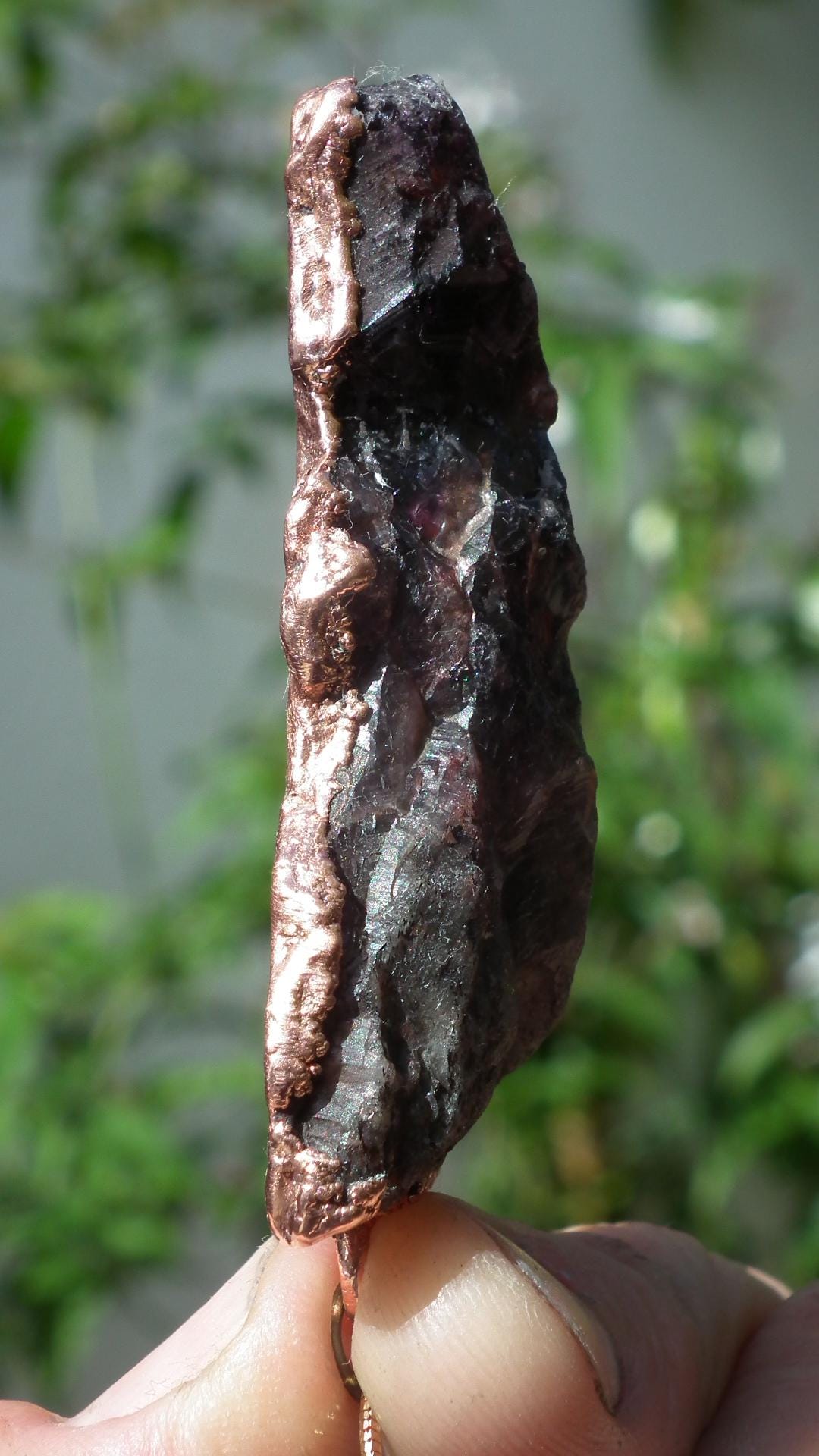 Electroformed copper Super 7 necklace // Super 7 crystal // Amethyst cacoxenite