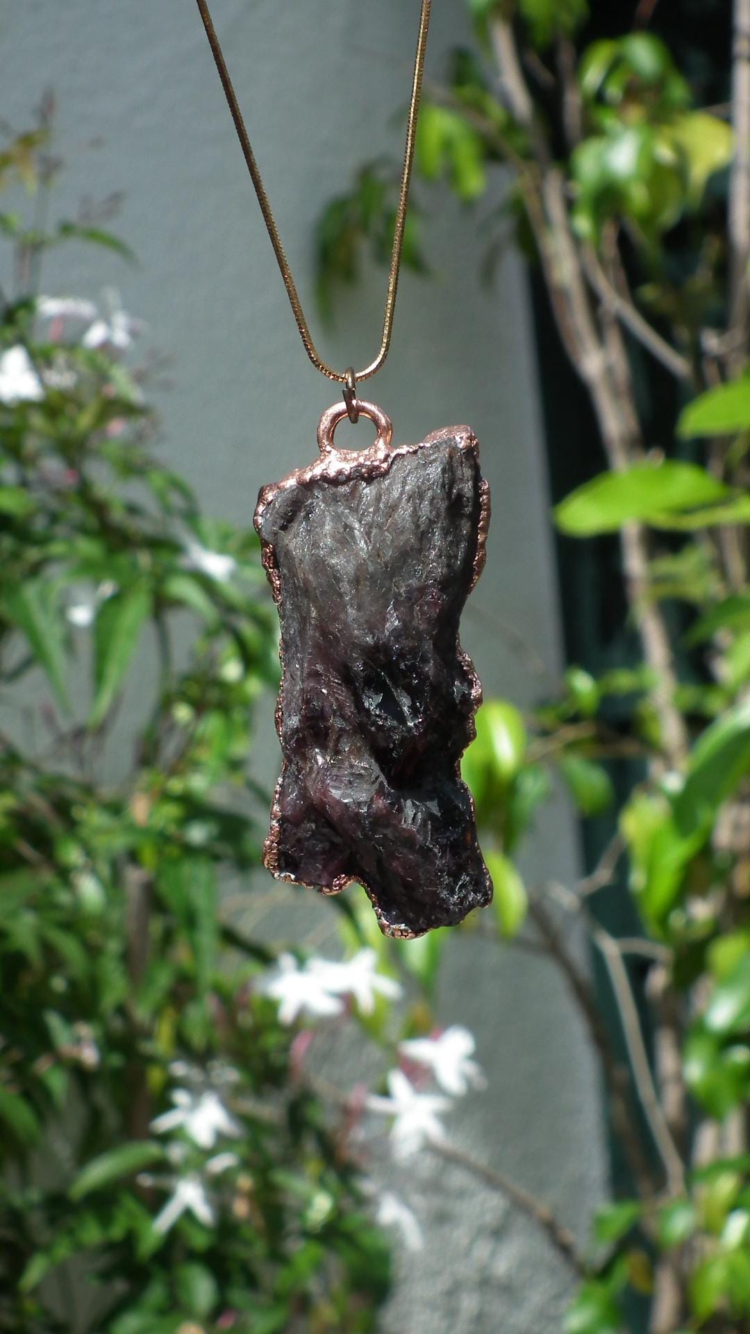 Electroformed copper Super 7 necklace // Super 7 crystal // Amethyst cacoxenite