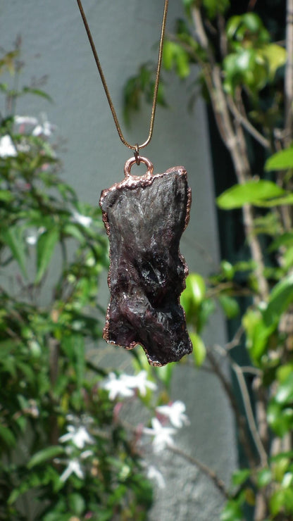 Electroformed copper Super 7 necklace // Super 7 crystal // Amethyst cacoxenite