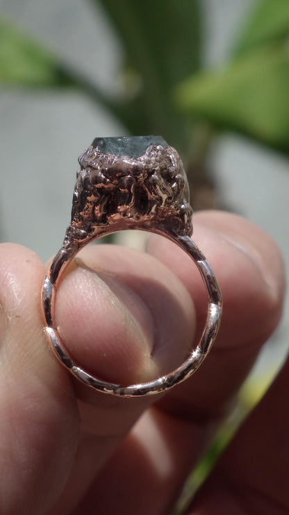 Electroformed Copper Herkimer diamond ring