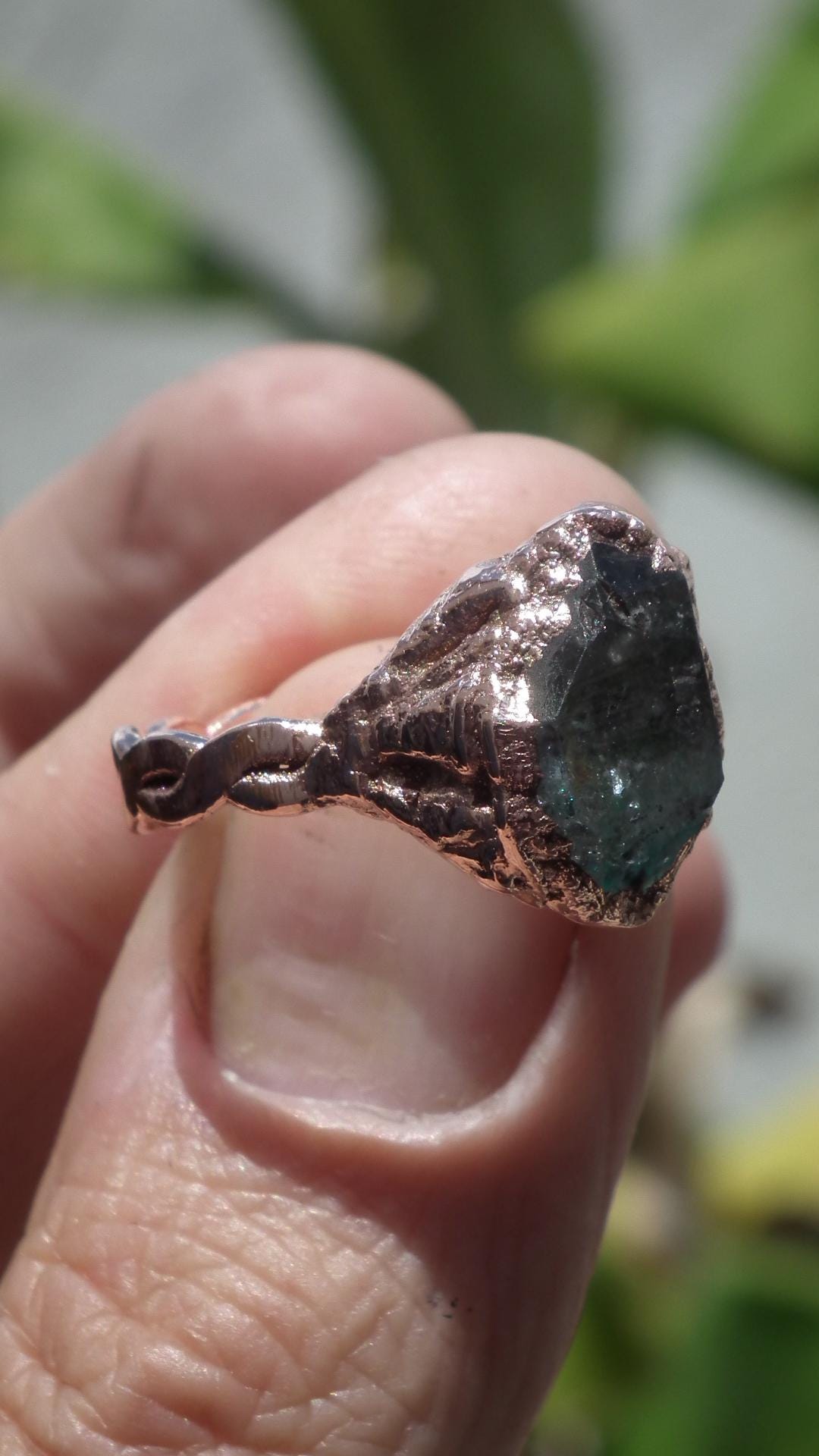 Electroformed Copper Herkimer diamond ring