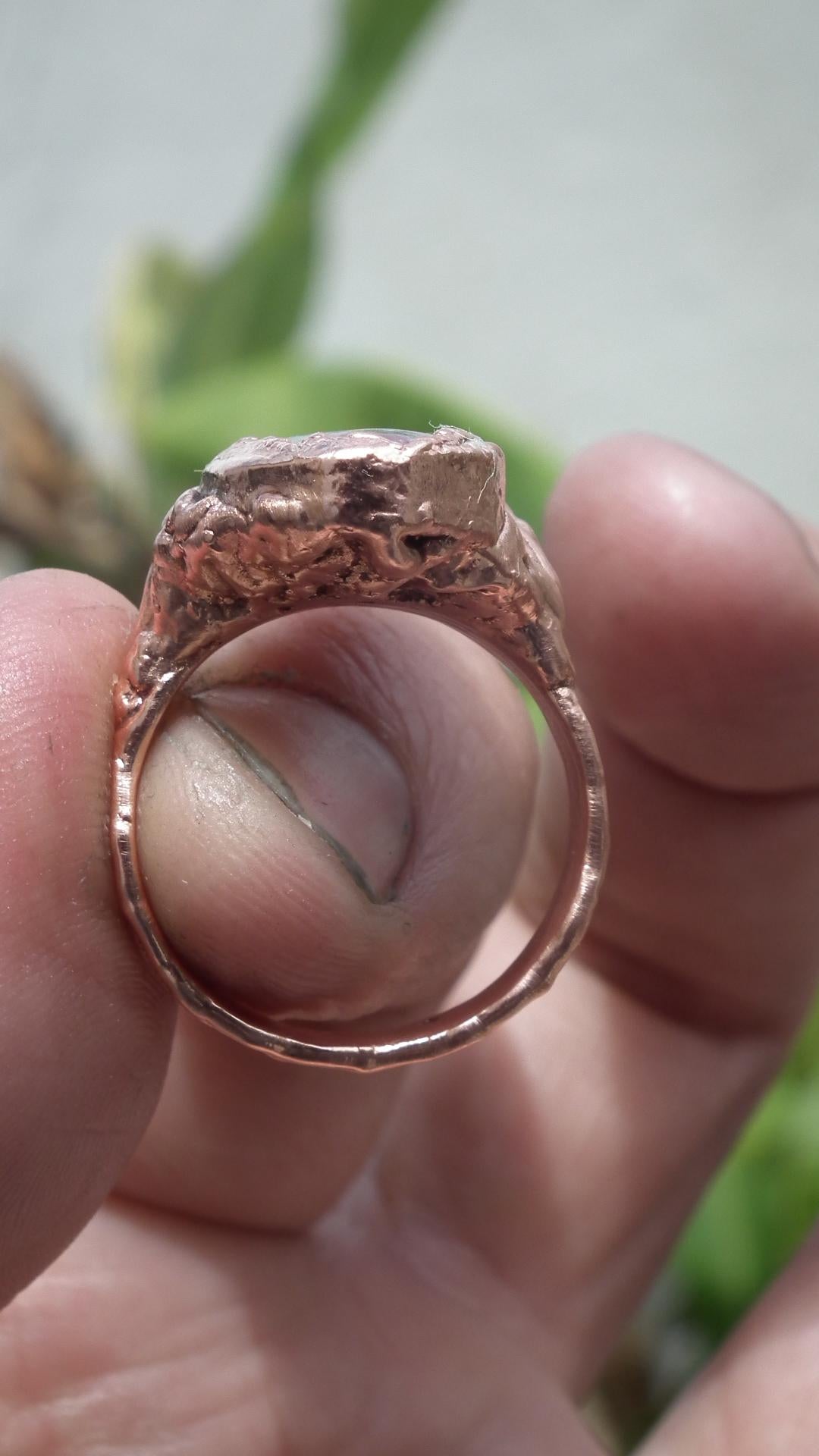 Electroformed Copper Ruby fuchsite ring