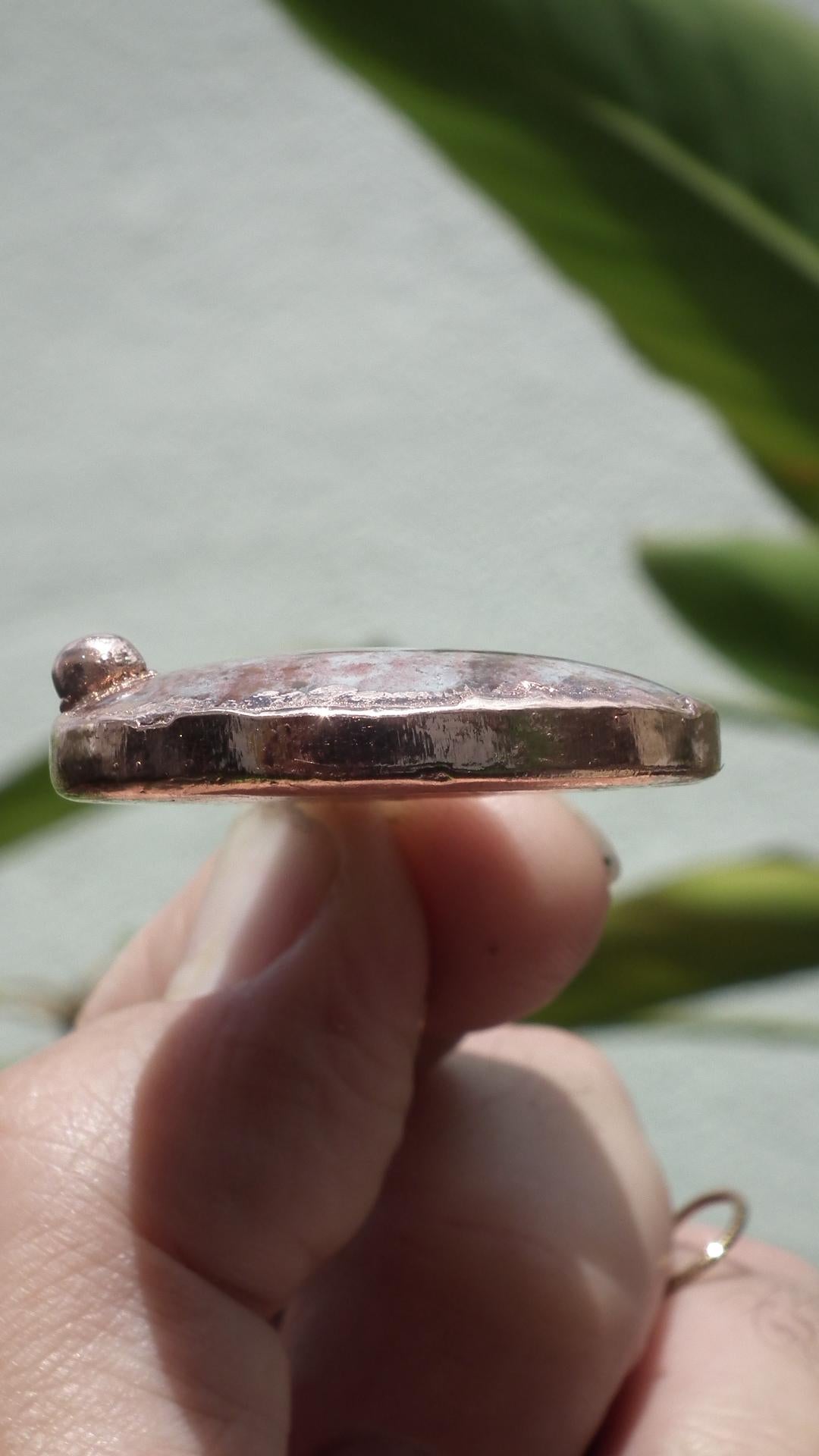 Copper Rhodonite pendant / Electroformed copper