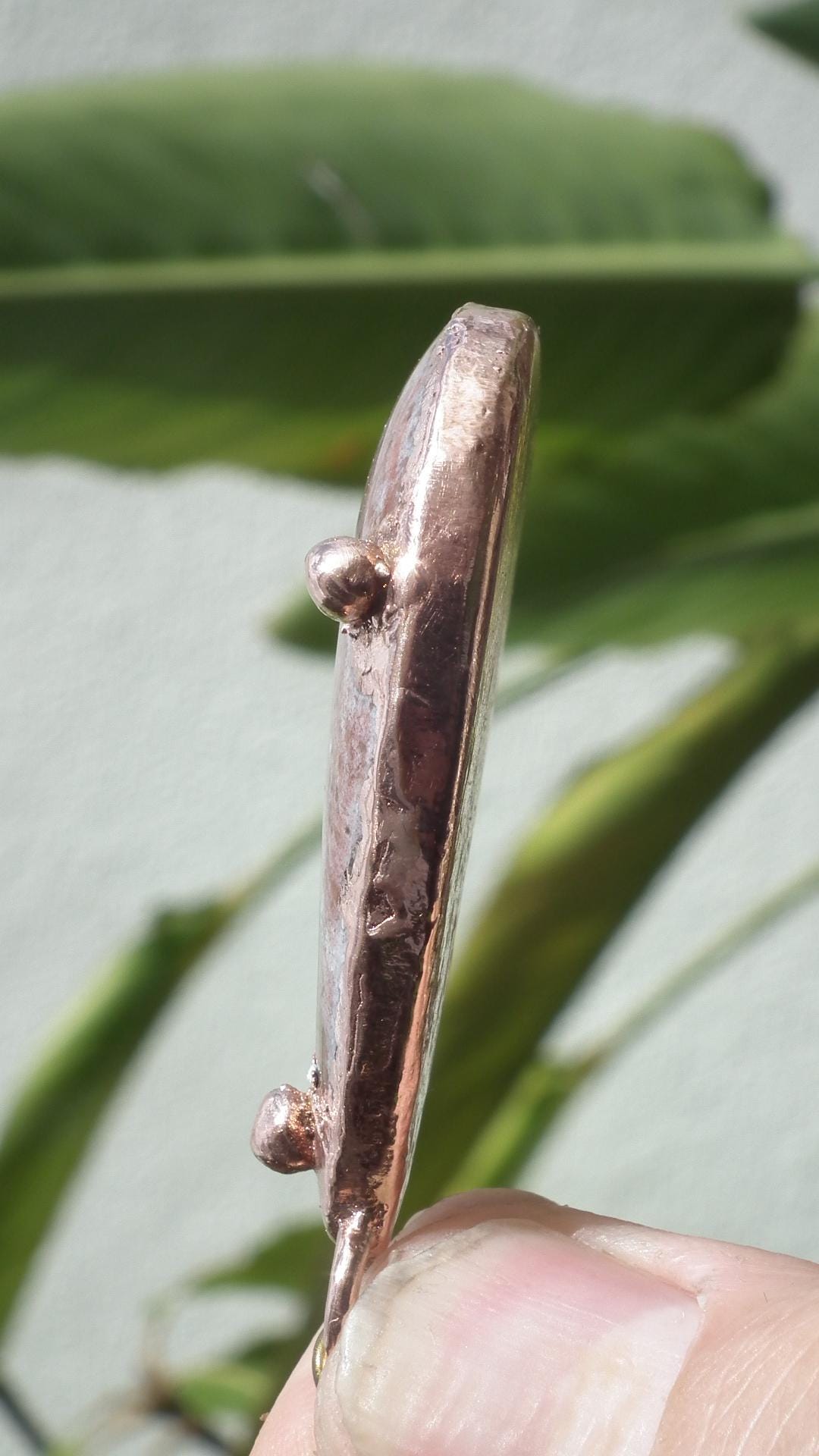Copper Rhodonite pendant / Electroformed copper