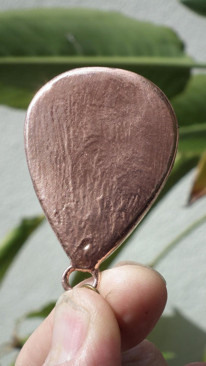 Copper Rhodonite pendant / Electroformed copper