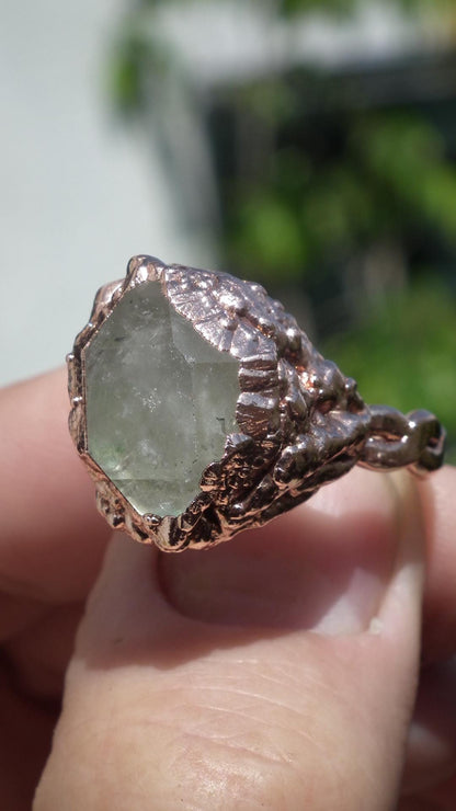 Herkimer diamond ring / Electroformed Copper
