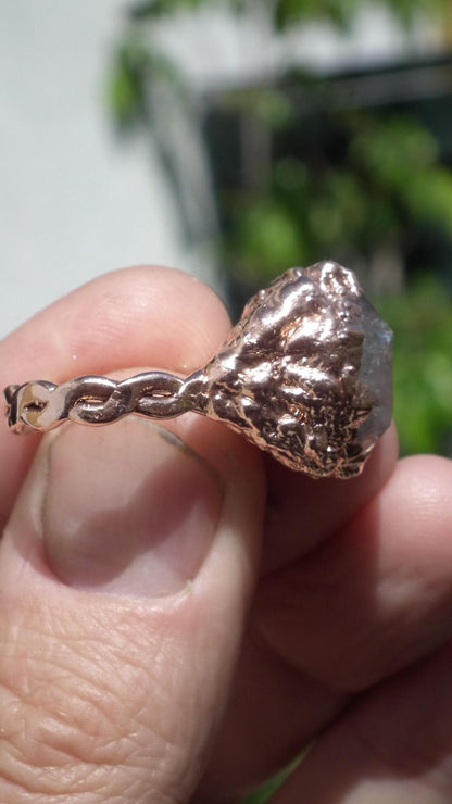 Herkimer diamond ring / Electroformed Copper