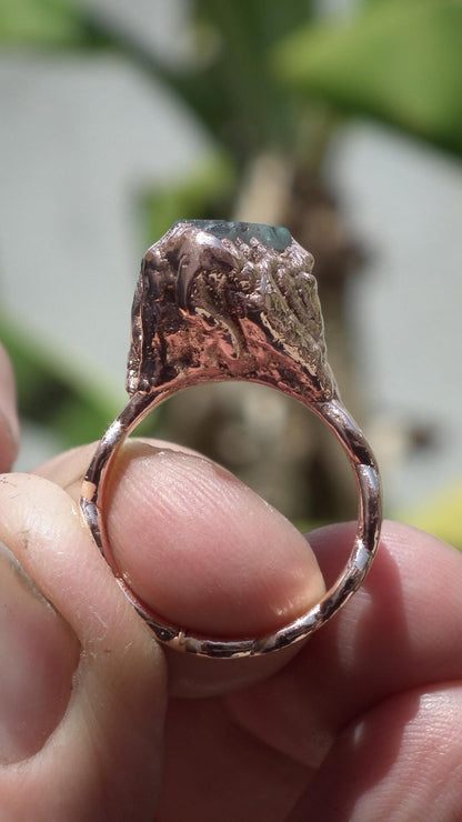 Electroformed Copper Herkimer diamond ring