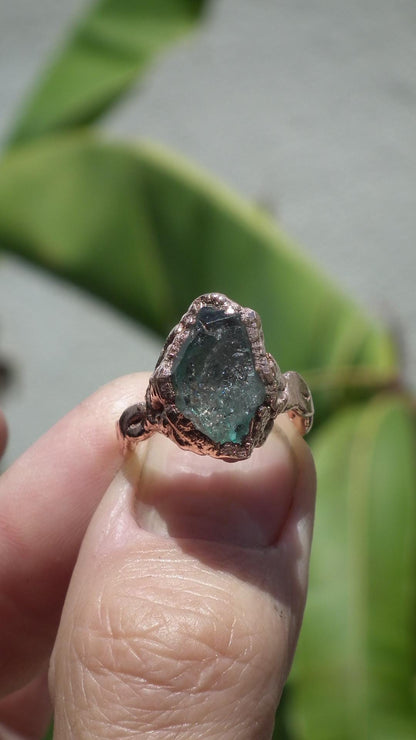 Electroformed Copper Herkimer diamond ring