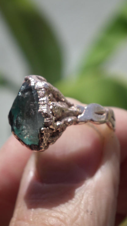 Electroformed Copper Herkimer diamond ring