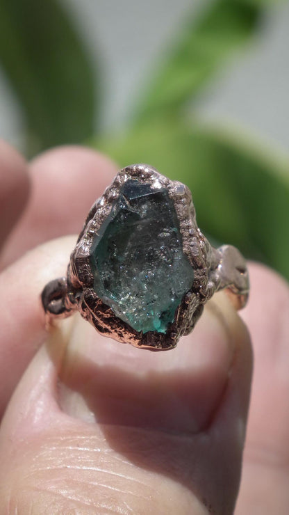 Electroformed Copper Herkimer diamond ring