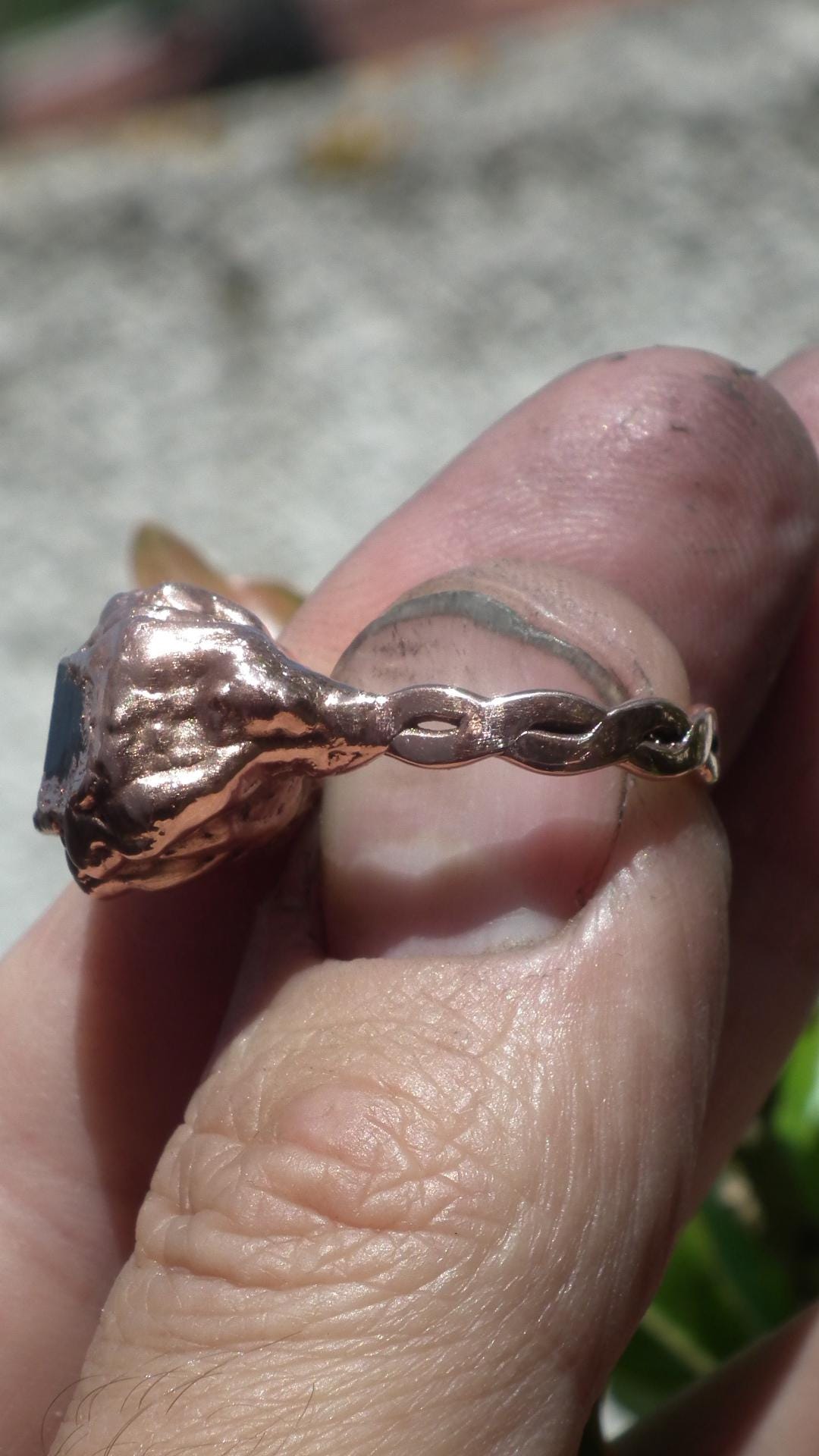 Black tourmaline ring / Copper ring