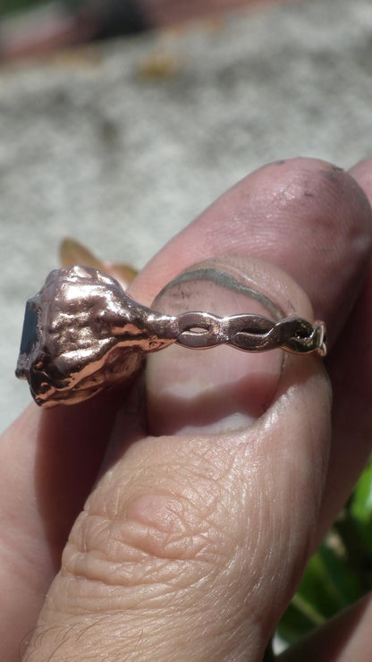 Black tourmaline ring / Copper ring