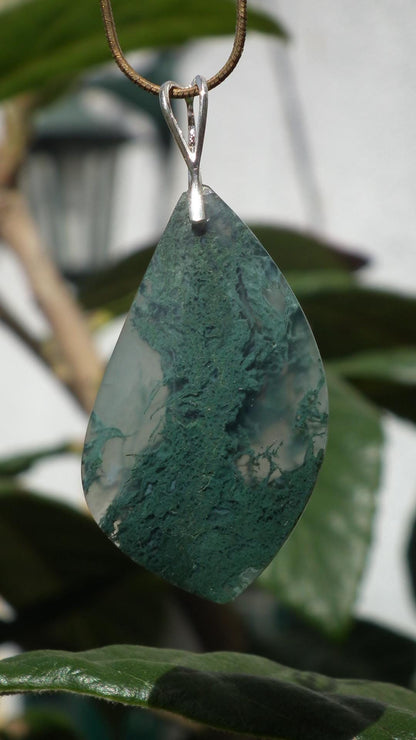moss agate necklace with sterling silver bail