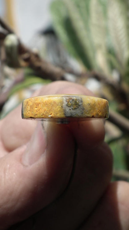 Yellow Bee Jasper pendant with sterling silver bail