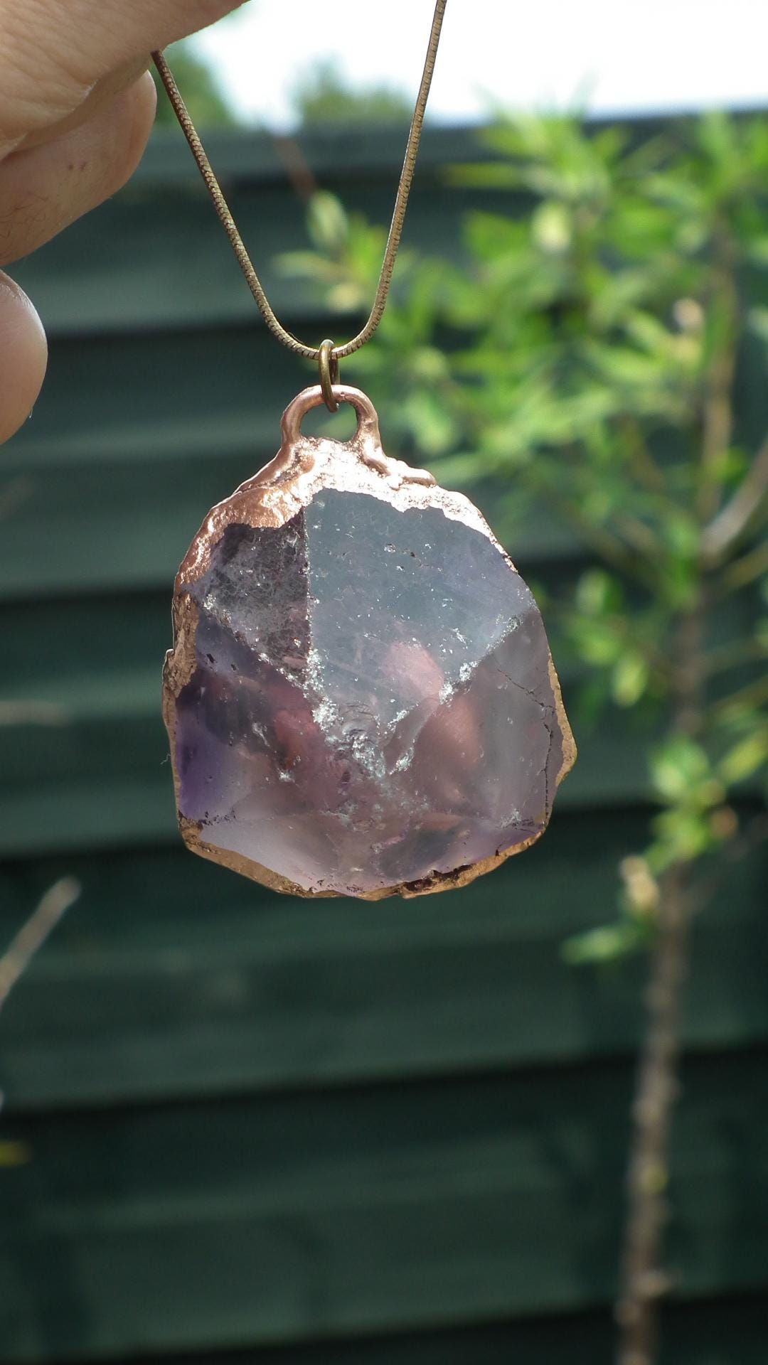 Electroformed copper Ametrine pendant // Ametrine crystal