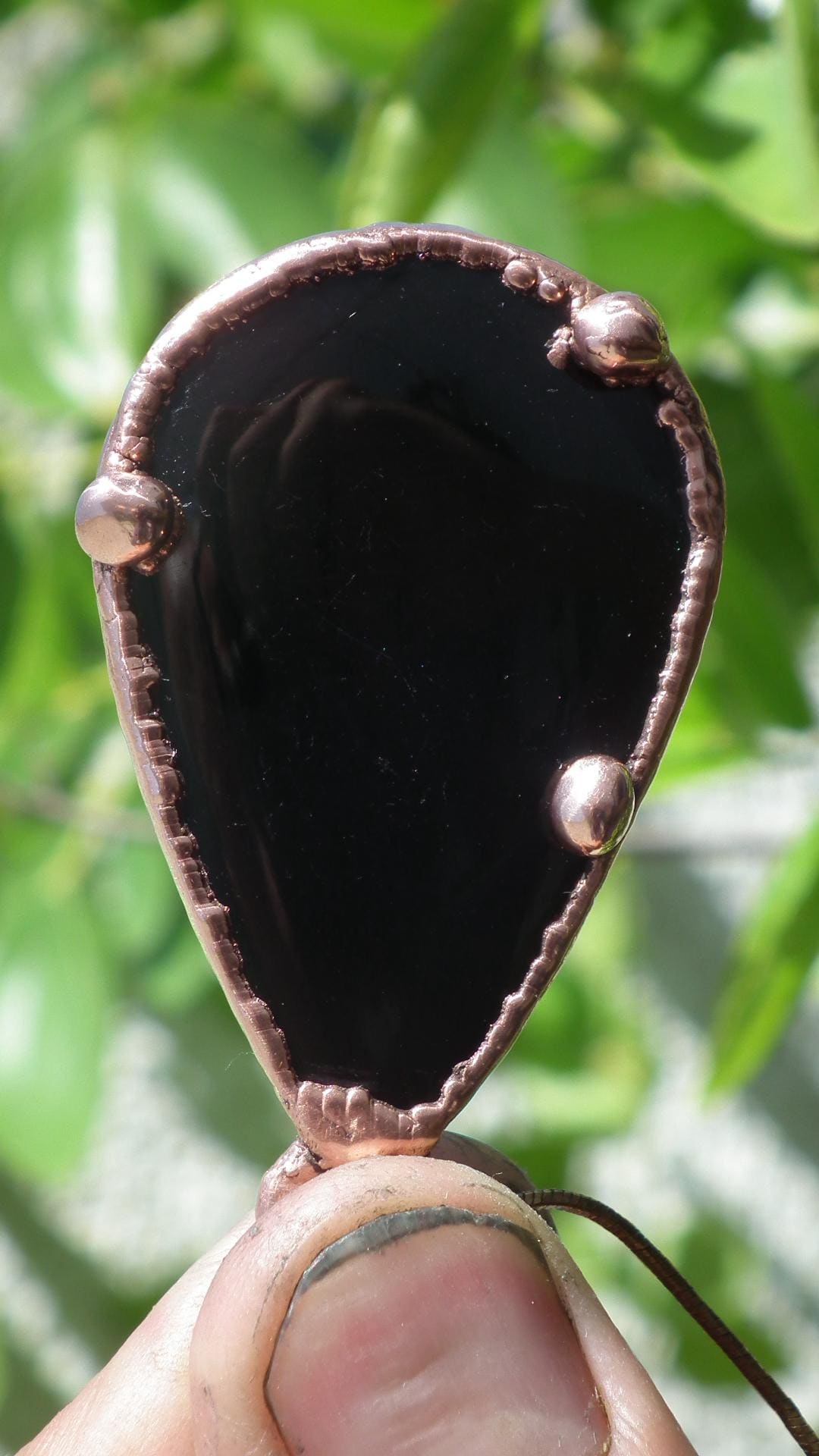 Copper Black obsidian necklace // Electroformed Copper // Free Copper Chain !