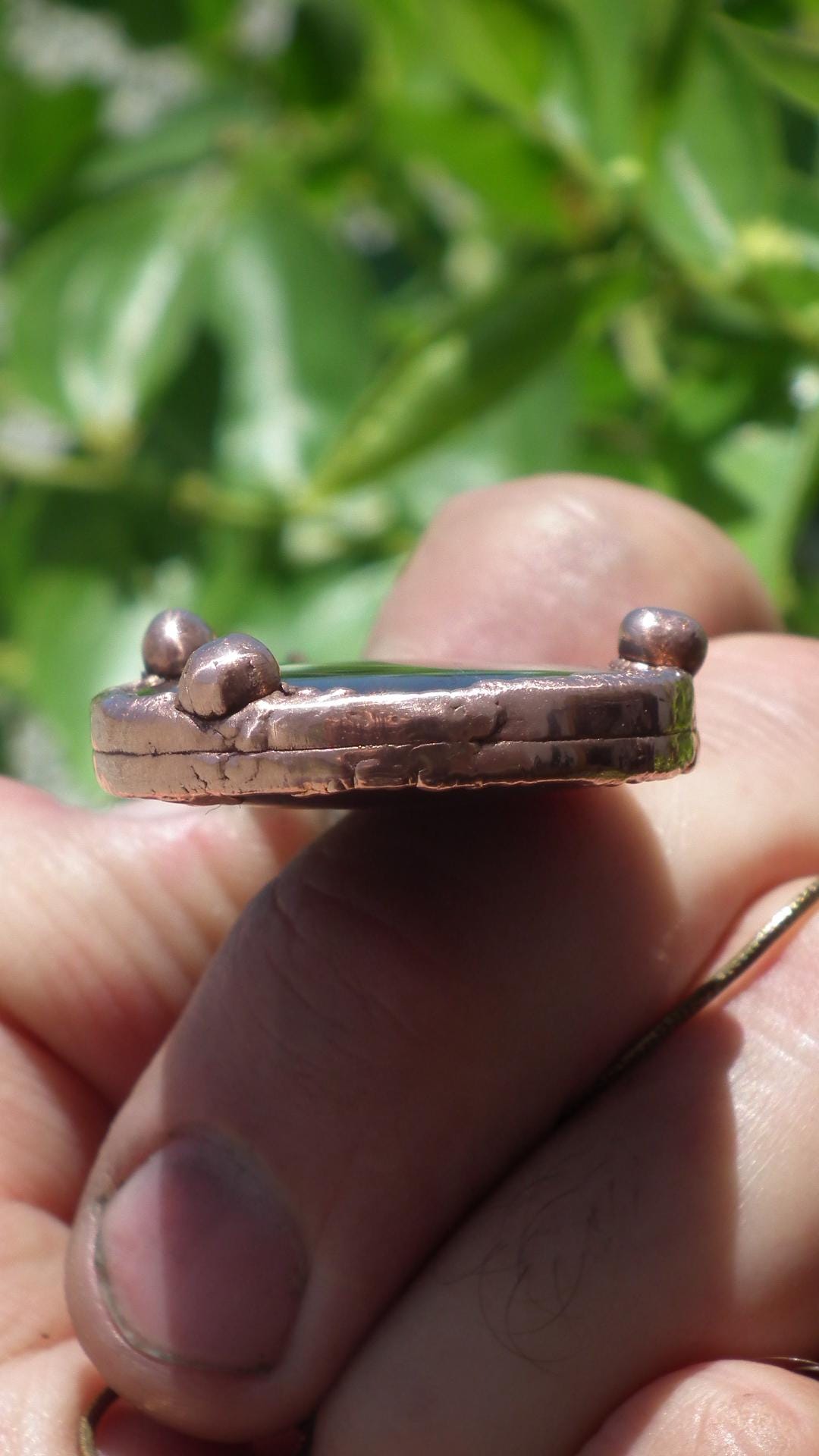 Copper Black obsidian necklace // Electroformed Copper // Free Copper Chain !