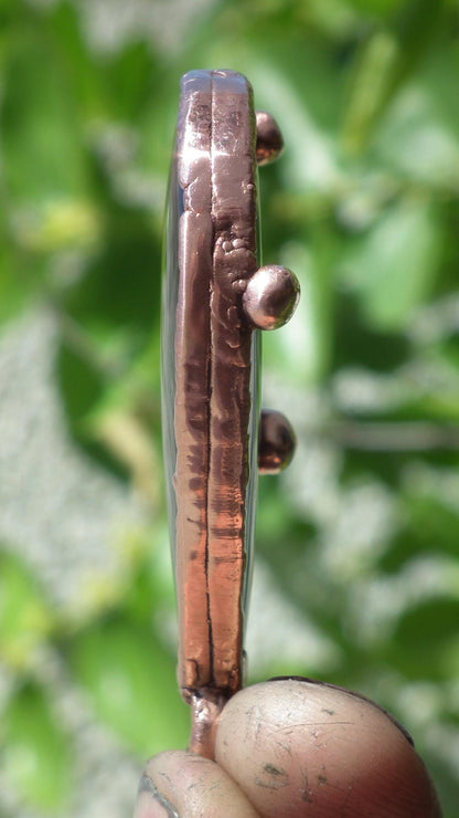 Copper Black obsidian necklace // Electroformed Copper // Free Copper Chain !