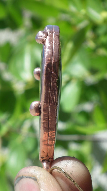 Copper Black obsidian necklace // Electroformed Copper // Free Copper Chain !