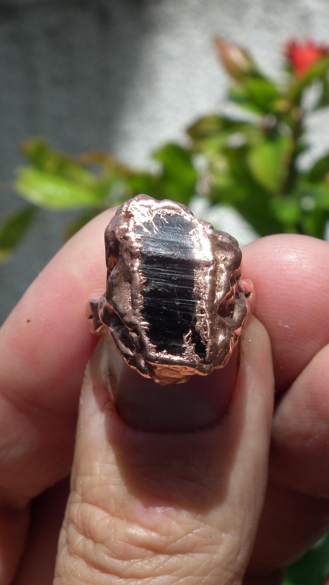 Black tourmaline ring / Copper ring