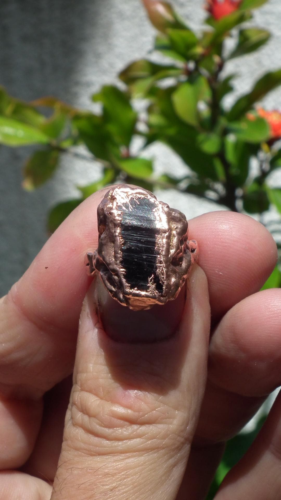 Black tourmaline ring / Copper ring