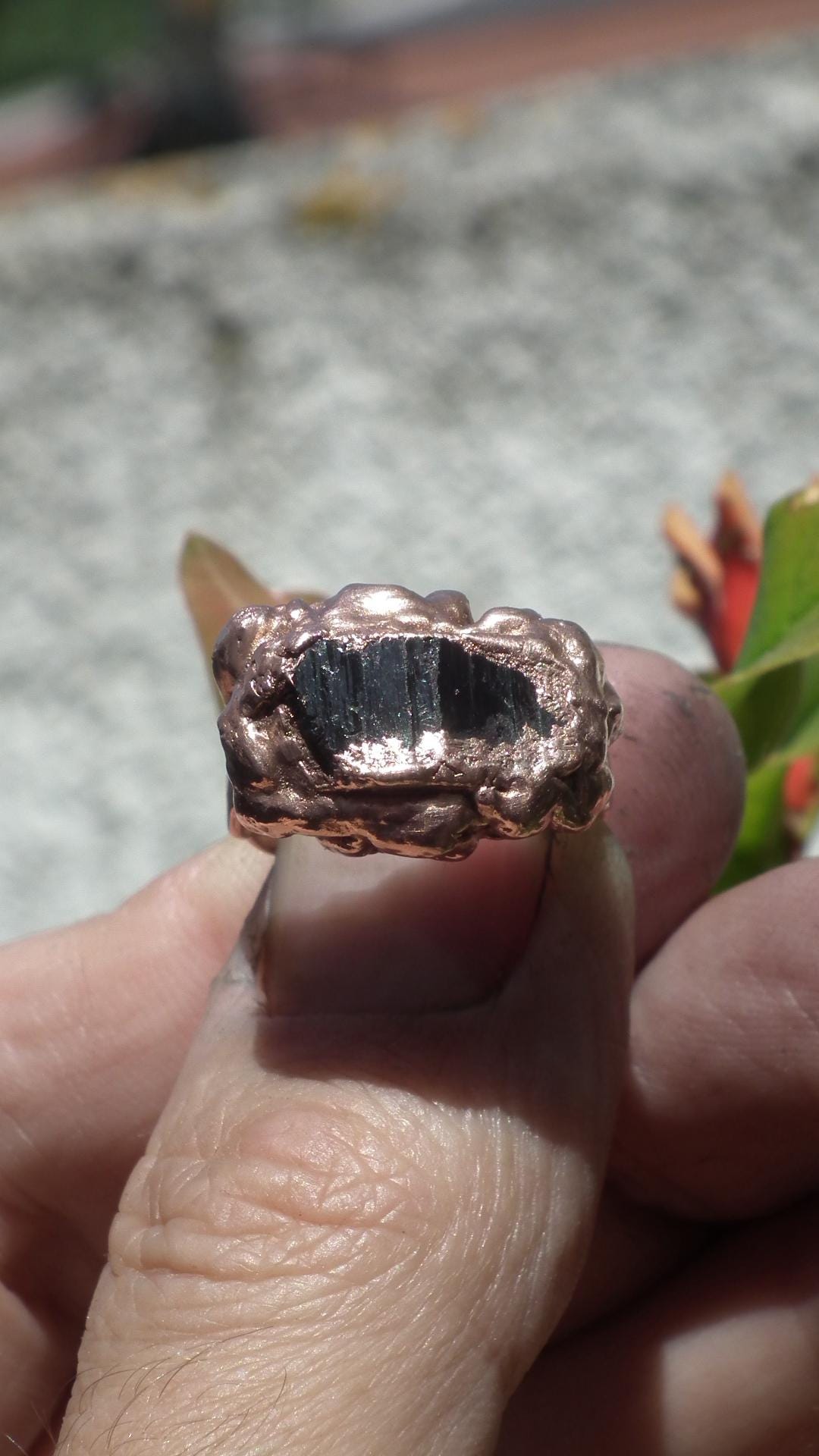 Black tourmaline ring / Copper ring