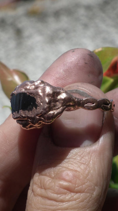Black tourmaline ring / Copper ring