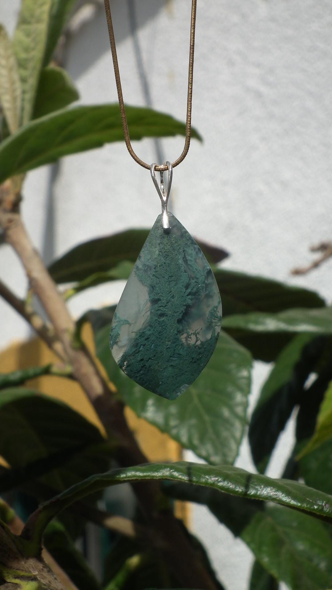 moss agate necklace with sterling silver bail