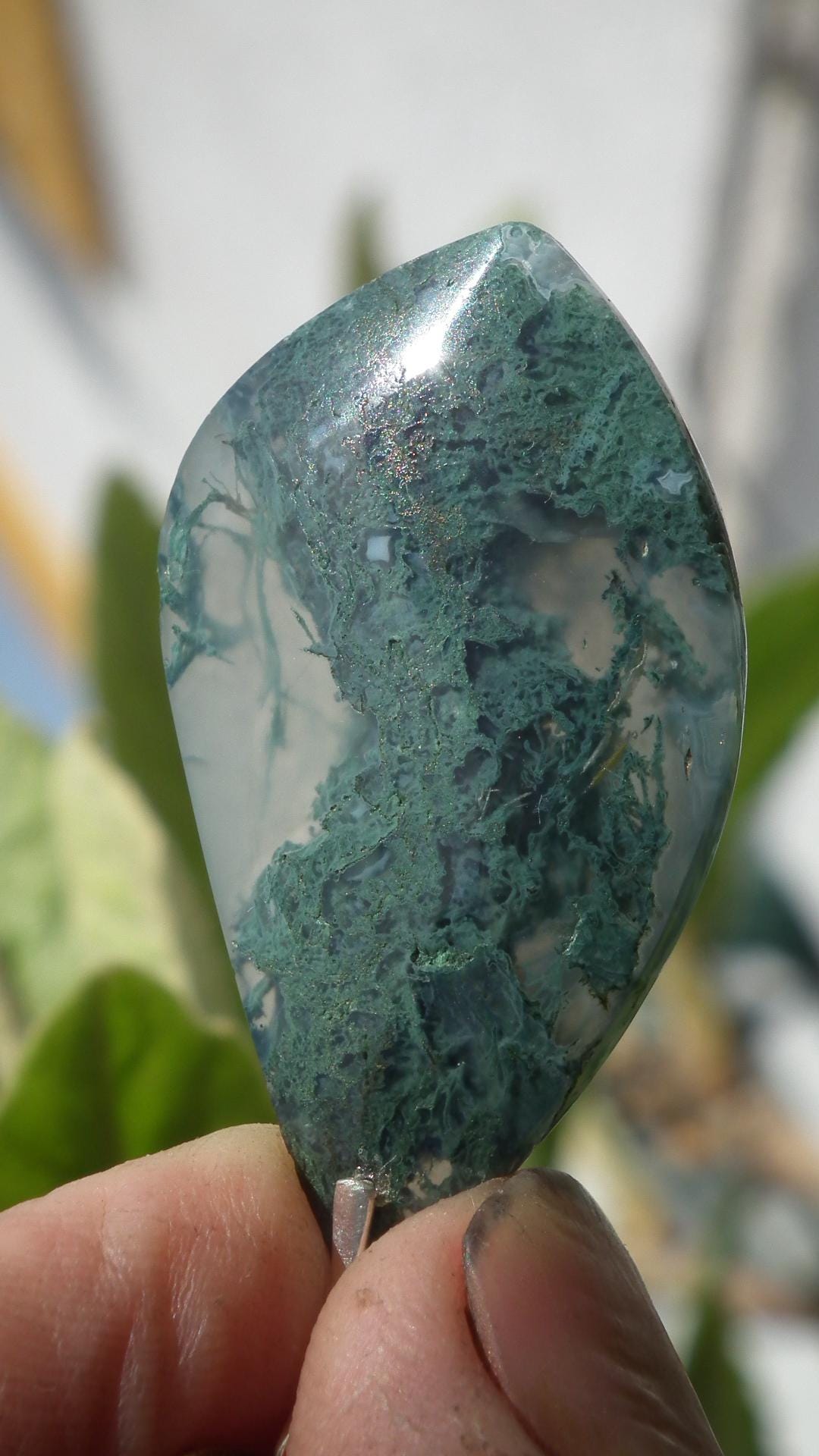 moss agate necklace with sterling silver bail