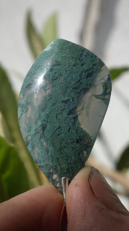 moss agate necklace with sterling silver bail